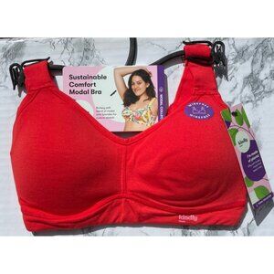 Kindly Yours Small Red Sustainable Comfort Modal Bra With Adjustable Straps